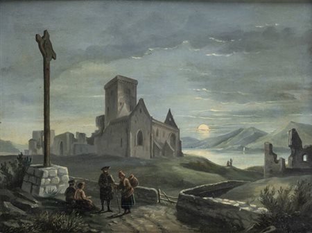VINCENZO ANTONIO REVELLI<BR>Torino 1764 - 1835<BR>"Chiaro di luna sul lago"