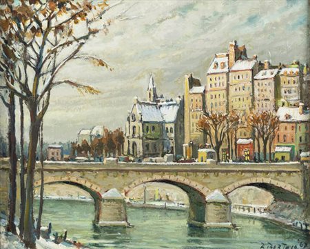 ROBERTO BERTOLA<BR>Torino 1921<BR>"Neve a Parigi" 1967