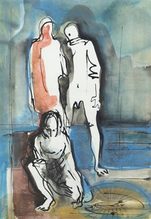 ANGELO CANEVARI<BR>Roma 1930 - 2014<BR>"Tre figure" 1964