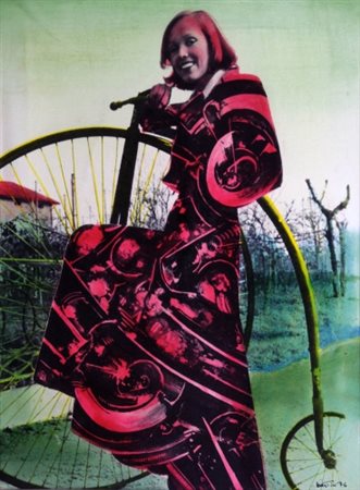 GIANNI BERTINI (1922 - 2010) Il velocipide , 1976 Tecnica mista su tela...