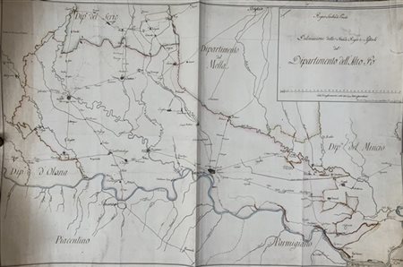 [MAPPA STRADALE DELL'ALTO PO ] "Delineazione delle strade regie e statali del D