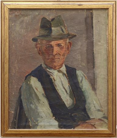 Francesco Fedeli "Vecchio contadino" 1940, olio su tela (cm 60x50) Firmato e dat