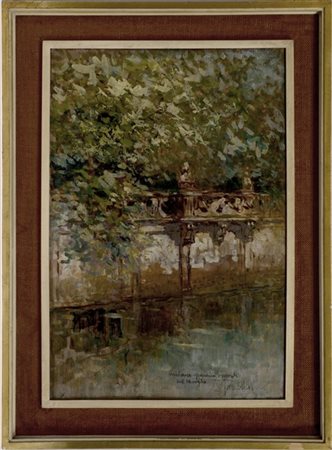 Lucio Todeschini "Giardino Visconti sul Naviglio" olio su compensato (cm 63x45)