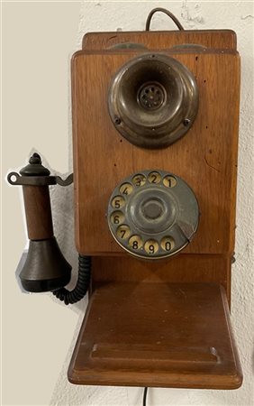 Telefono da parete con cassa in legno (cm 45x19x16) (difetti)