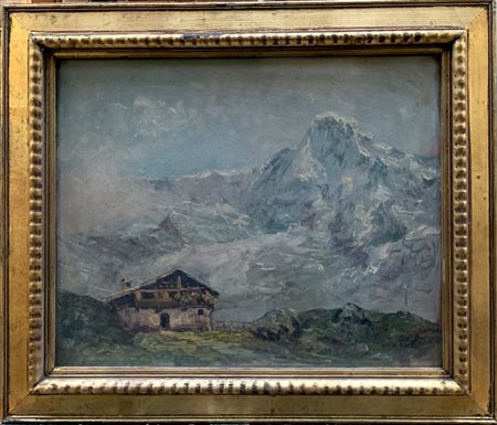 Veronesi "Paesaggio montano" olio su compensato (cm 50x65) Firmato in basso a de