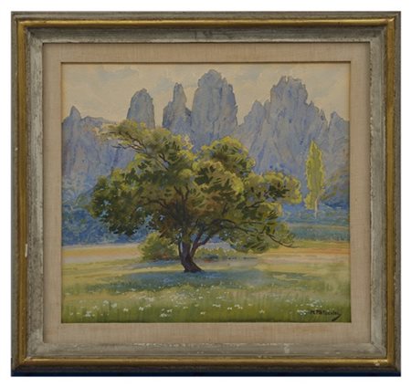 Remo Patocchi "Le tre Cime di Lavaredo" acquerello su cartone (cm 36x40)Firmato