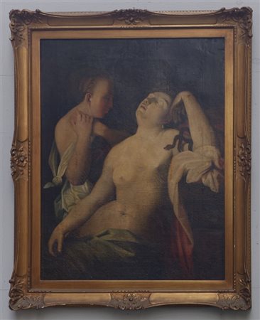 Scuola del XIX Secolo "Cleopatra" olio su tela (cm 76x61) In cornice (difetti e