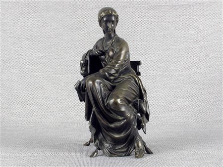 Henry Etienne Dumaige (1830-1888) Figura classica Bronzo Firmato Altezza 28 cm