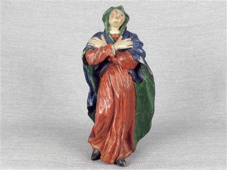 Francia (XVIII secolo) Madonna Legno policromo Altezza 37 cm