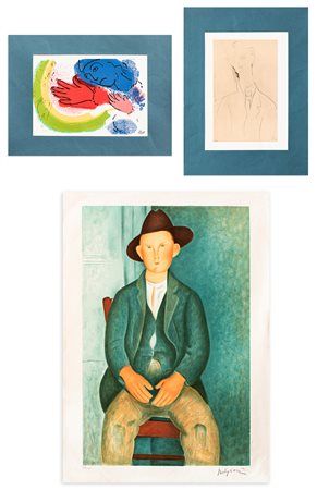 EDIZIONI LITOGRAFICHE D'APRÉS (MODIGLIANI E CHAGALL) - Lotto unico composto da 3 opere grafiche