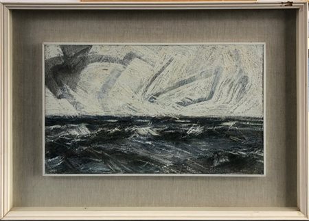 Carlo Montarsolo "Mare agitato color acciaio" 1966
olio su masonite
cm 30x50
fir