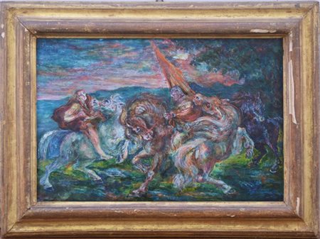 Aligi Sassu "Cavalieri sulla riva del mare" 1946
olio su tavola
cm 32,8x49,7
fir