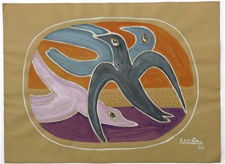 Giuseppe Viviani "Senza titolo" 1962gouache su cartacm 57x77firmata e datata