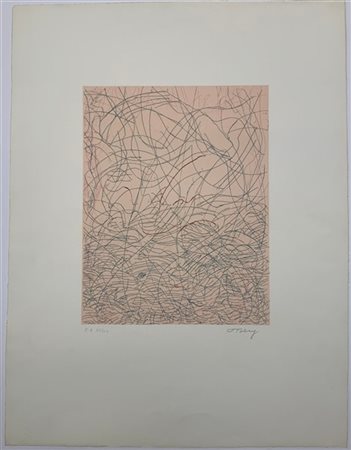 Mark Tobey "Morning grass" 1974
acquaforte e acquatinta
(lastra cm 36x28; foglio