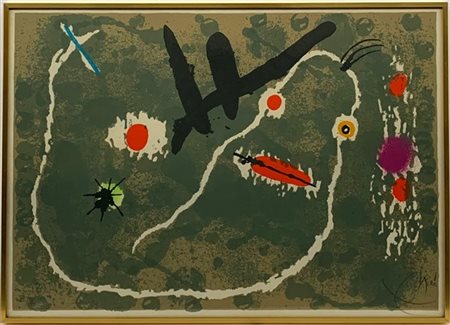 Joan Miró "Le Lézard aux plumes d'or" 1971
litografia a colori, tav. 20
cm 35x49