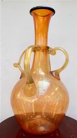 Manifattura di Murano
Grande vaso bottiglia in vetro trasparente giallo arancio