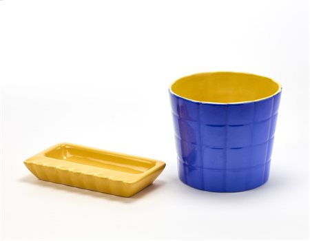 Richard - Ginori Lotto composto da un vaso in ceramica smaltata in blu e giallo