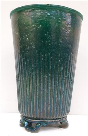 Manifattura di Murano
Vaso in vetro soffiato pulegoso verde con superficie este