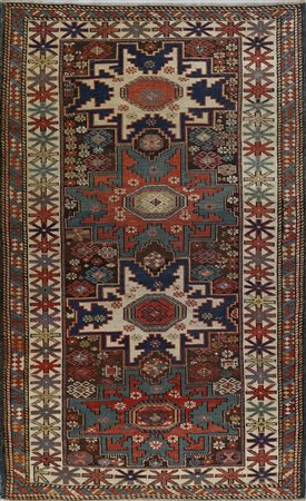  . - Tappeto Shirvan Lesghi 
Caucaso, Azerbaijian, Shirvan, seconda metà XIX secolo .