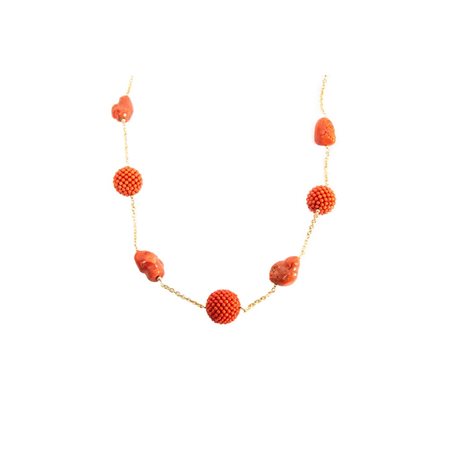 COLLANA in oro giallo 18 KT e corallo rosso mediterraneo