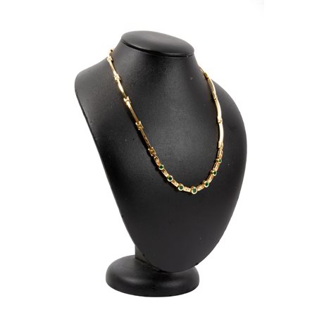 COLLANA Damiani in oro 18 KT con brillanti e smeraldi