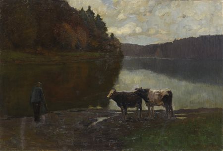 DIPINTO PAESAGGIO MONTANO DI RAFFAELE DE GRADA, 1912