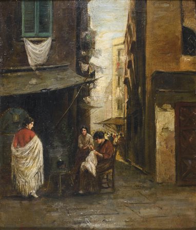 DIPINTO DONNE IN STRADA DI VINCENZO MIGLIARO