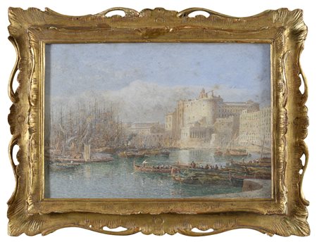 ACQUERELLO PORTO NAPOLI DI EDWARD ANGELO GOODALL