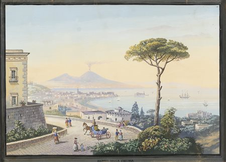 GOUACHE NAPOLI DALLA COLLINA