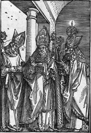D&uuml;rer, Albrecht(Norimberga 1471 - 1528)I SANTI NICOLA, ULRICO ED ERASMO....
