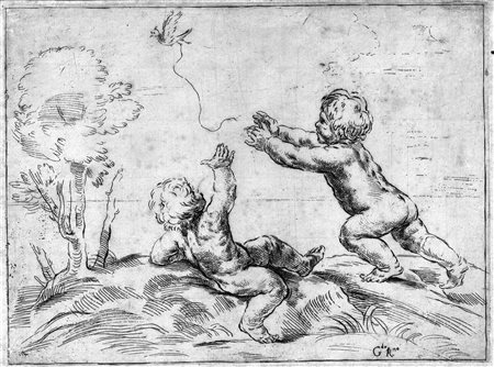 Rossi, Girolamo (attivo a Bologna intorno al 1670)DUE BAMBINI GIOCANO CON UN...
