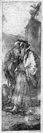 Tiepolo, Giandomenico(Venezia 1726 - 1804)DUE VECCHIAcquaforte. mm 262x87. De...