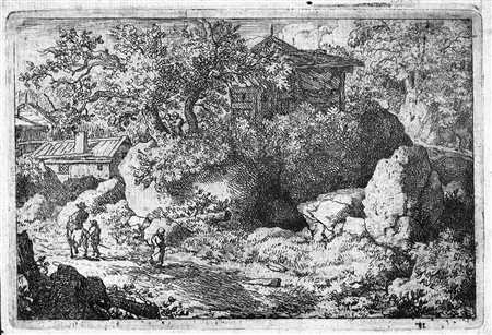 Van Everdingen, Allart(Alkmaar 1621 - Amsterdam 1675)PAESAGGIO CON PAESANO A...