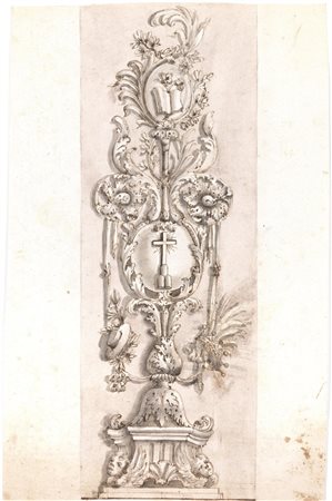 Scuola emiliana II met&agrave; &nbsp;del XVII sec.STUDIO DI ORNAMENTO PER UNA...