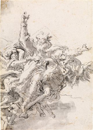 Tiepolo, Giandomenico(Venezia 1727 - 1804)DIO PADRE CIRCONDATO DA ANGELIPenna...