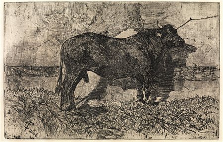 Fattori, Giovanni(Livorno 1825 - Firenze 1908)IL TORO. ca.1885Acquaforte su...