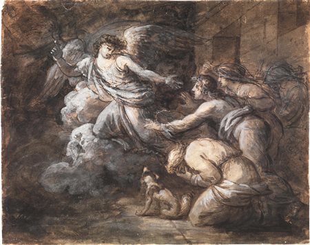 Scuola neoclassicaSCENA BIBLICAPenna e inchiostro bruno e nero e rialzi a...