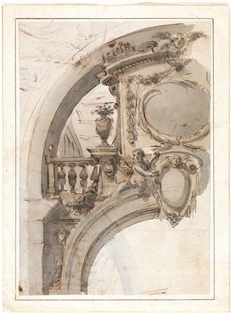 Trebbi, Faustino(Bologna 1761 - 1836)STUDIO DI ARCHI CON STEMMA E...