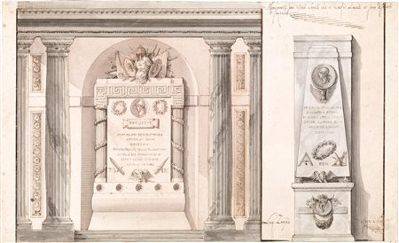 Zampa, Luigi(Forl&igrave; (?) 1770 - 1836)PROGETTO PER DUE MONUMENTI...