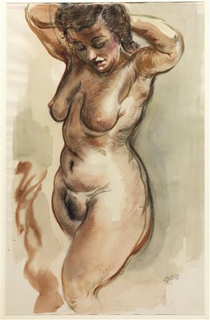 Grosz, George(Berlino 1893 - 1959)NUDO FEMMINILE. 1939/40Acquerello e...