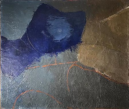 Alfredo Chighine Blu su fondo grigio 1973