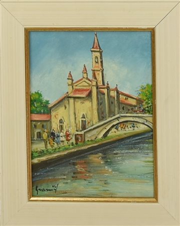 Francesco Grassi MILANO, SAN CRISTOFORO SUL NAVIGLIO GRANDE olio su tela, cm...