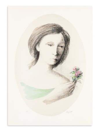 DOMENICO PURIFICATO (1915-1984) - Ragazza con fiore