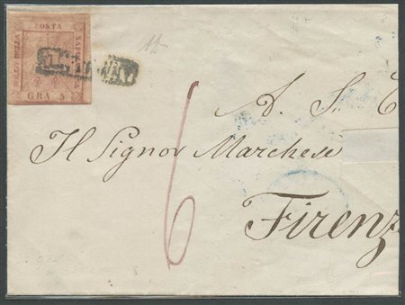 1859, Lettera da Napoli per Firenze affrancata per 5grana