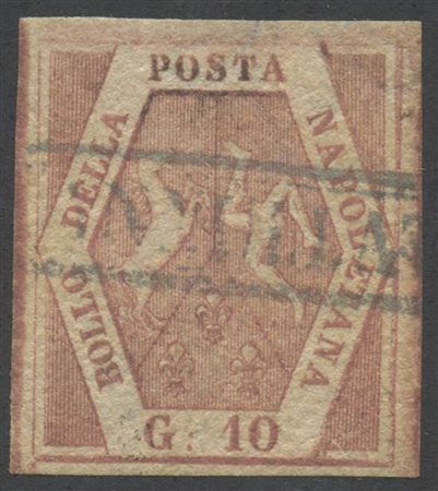 1858, 10gr. Rosa Lillaceo N.10a, usato. (A+) (A.Diena) (Cat.650)
