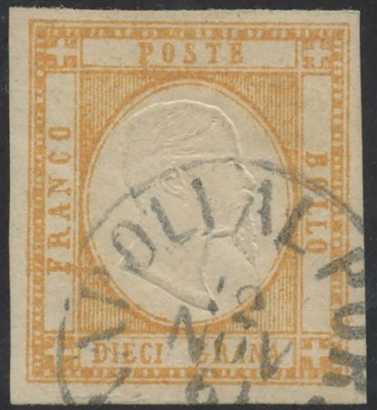 1861, 10gr. Arancio N.22, usato. (Lux) (Sorani, Merone) (Cat.600)
