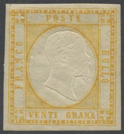 1861, 20gr.Giallo Arancio N.23a nuovo con gomma, linguellato. (A+) (A.Diena) (850)