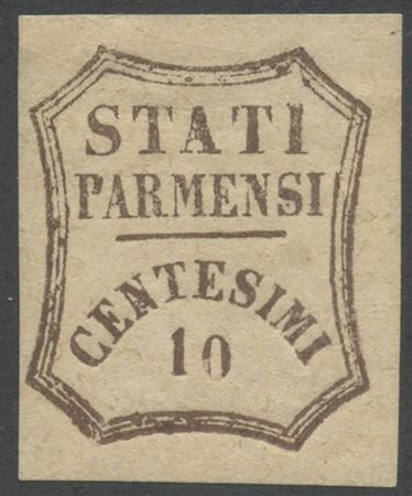 1859, 10c. Bruno N.14 nuovo con gomma, linguellato. (A+) (A.Diena) (Cat.2200)