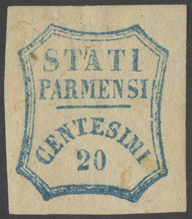 1859, 20c. Azzurro N.15 nuovo con gomma parziale, linguellato. (A) (A.Diena) (Cat.550)