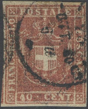 1860, 40c. Carminio N.21, usato. (A+) (Sorani) (Cat.600)